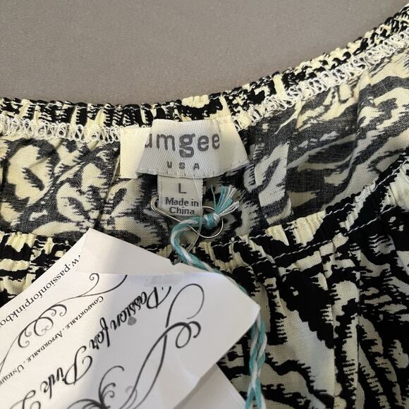 Umgee Womens L Dress Floral Paisley Peasant Black/White Bell Sleeve Boho - Picture 5 of 6